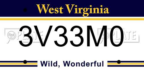 3V33M0 West Virginia License Plate