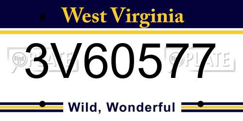 3V60577 West Virginia License Plate