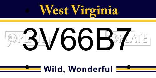 3V66B7 West Virginia License Plate