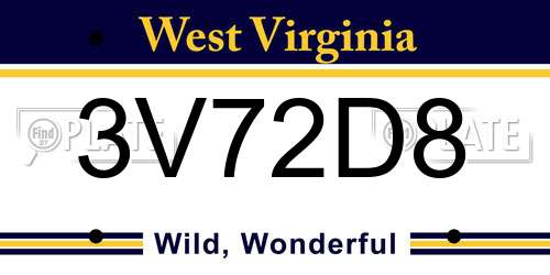 3V72D8 West Virginia License Plate