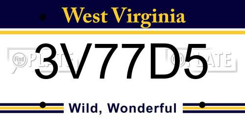 3V77D5 West Virginia License Plate