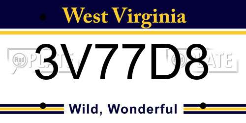 3V77D8 West Virginia License Plate