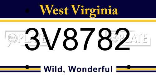 3V8782 West Virginia License Plate