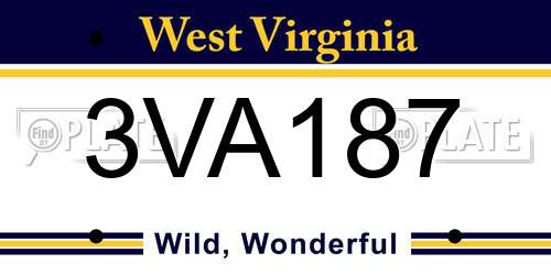 3VA187 West Virginia License Plate