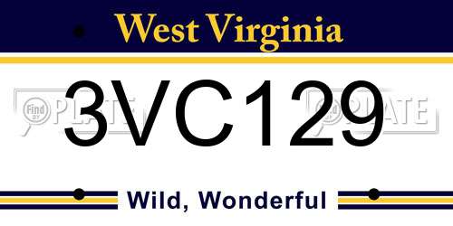 3VC129 West Virginia License Plate
