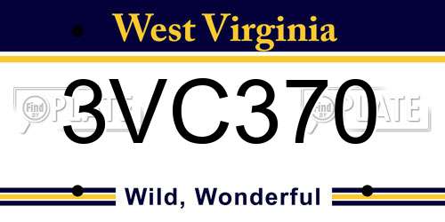 3VC370 West Virginia License Plate
