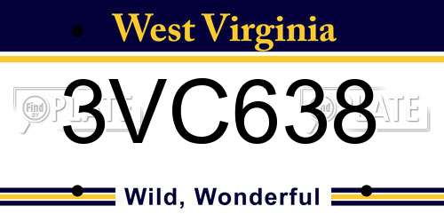 3VC638 West Virginia License Plate