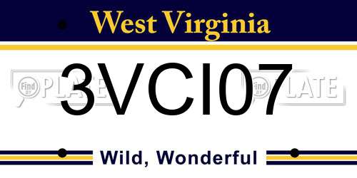 3VCI07 West Virginia License Plate