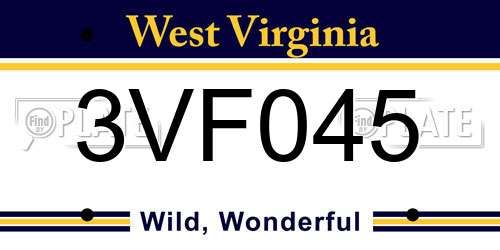 3VF045 West Virginia License Plate