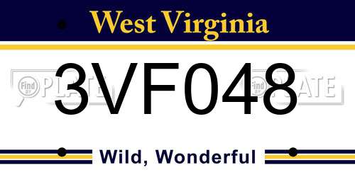 3VF048 West Virginia License Plate