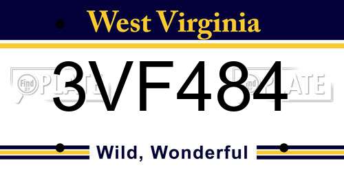3VF484 West Virginia License Plate