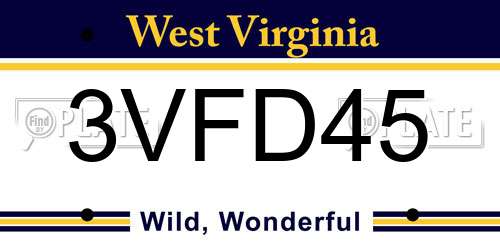 3VFD45 West Virginia License Plate