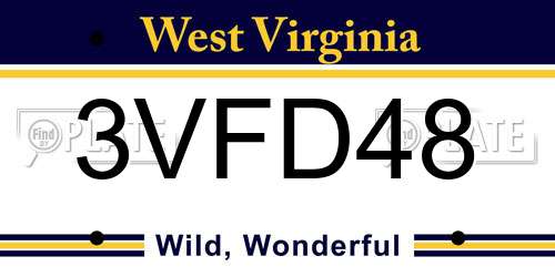 3VFD48 West Virginia License Plate