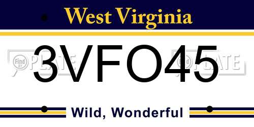 3VFO45 West Virginia License Plate