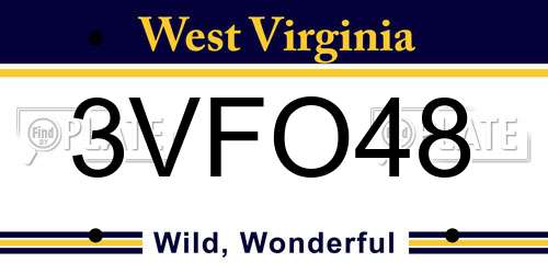 3VFO48 West Virginia License Plate
