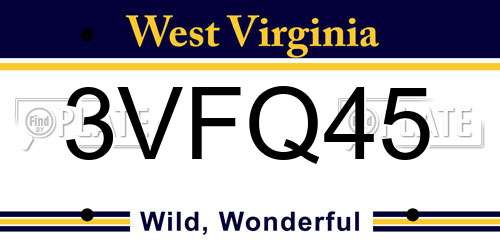 3VFQ45 West Virginia License Plate