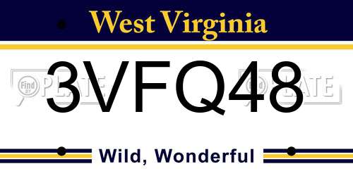 3VFQ48 West Virginia License Plate