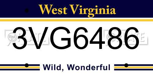 3VG6486 West Virginia License Plate