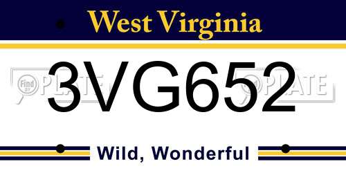 3VG652 West Virginia License Plate