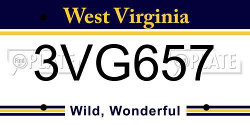 3VG657 West Virginia License Plate