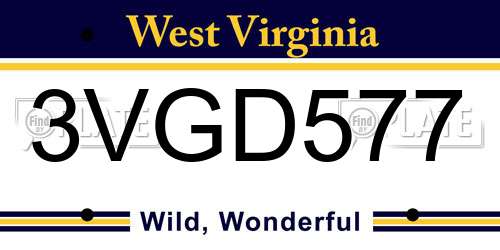3VGD577 West Virginia License Plate