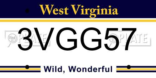 3VGG57 West Virginia License Plate