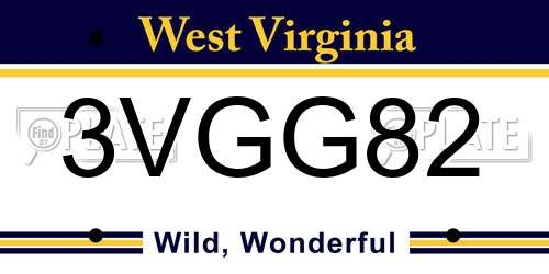 3VGG82 West Virginia License Plate