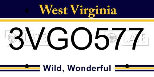 3VGO577 West Virginia License Plate