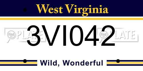 3VI042 West Virginia License Plate