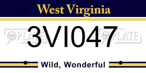 3VI047 West Virginia License Plate