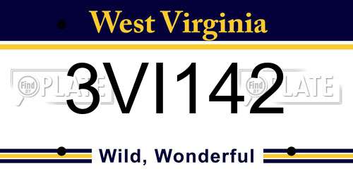 3VI142 West Virginia License Plate