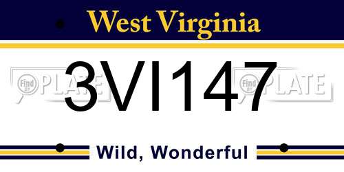 3VI147 West Virginia License Plate