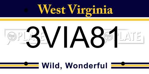 3VIA81 West Virginia License Plate