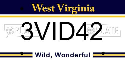 3VID42 West Virginia License Plate