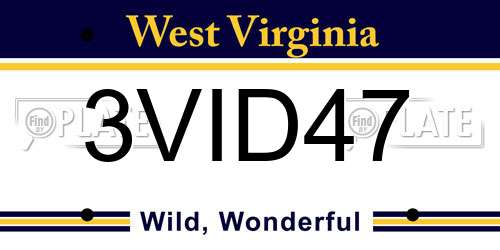 3VID47 West Virginia License Plate