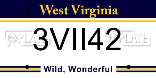 3VII42 West Virginia License Plate