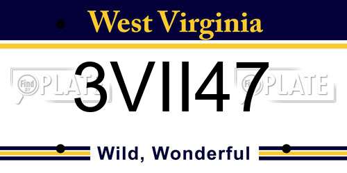 3VII47 West Virginia License Plate