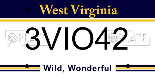 3VIO42 West Virginia License Plate