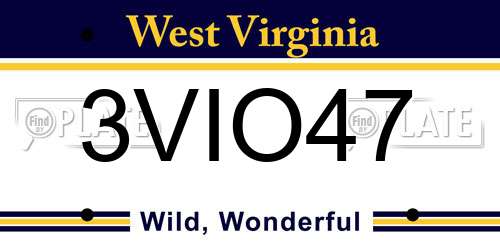 3VIO47 West Virginia License Plate