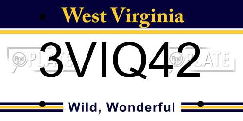 3VIQ42 West Virginia License Plate
