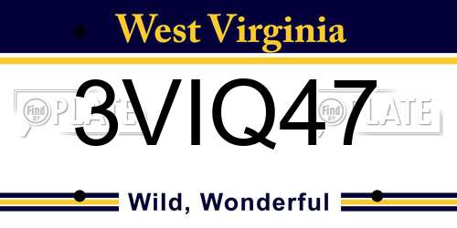 3VIQ47 West Virginia License Plate