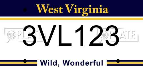 3VL123 West Virginia License Plate