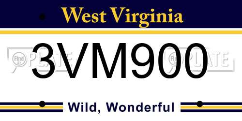 3VM900 West Virginia License Plate