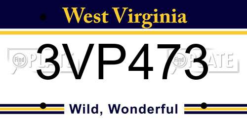 3VP473 West Virginia License Plate