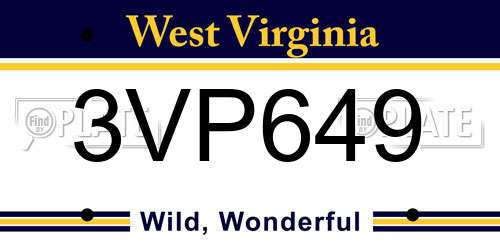3VP649 West Virginia License Plate