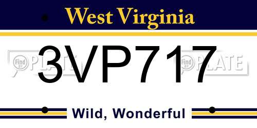 3VP717 West Virginia License Plate