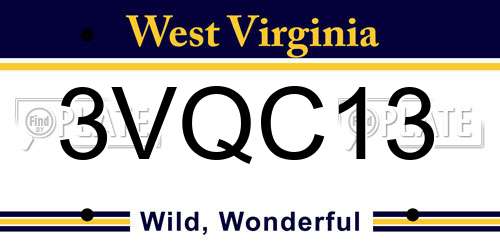 3VQC13 West Virginia License Plate