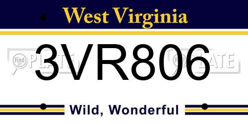 3VR806 West Virginia License Plate