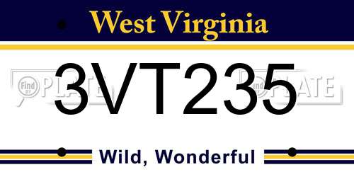 3VT235 West Virginia License Plate