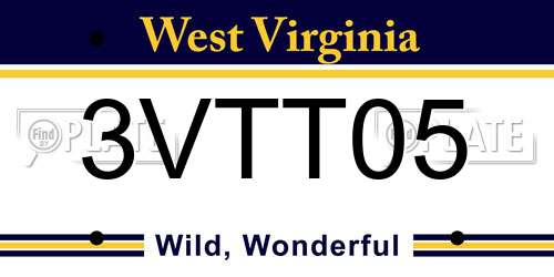 3VTT05 West Virginia License Plate